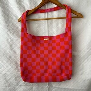 Kopari Neon Checkerboard Knit
Shoulder Bag Orange Pink